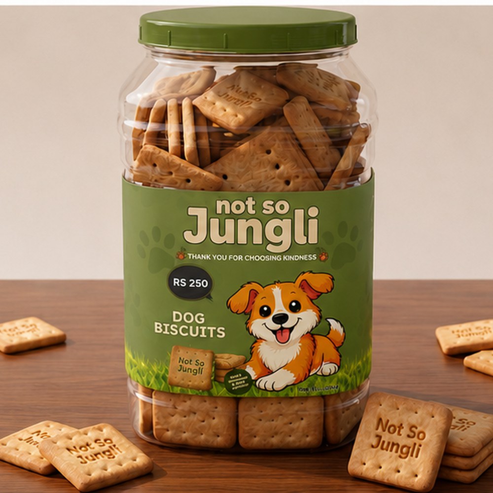 Not So Jungli veg dog biscuits 800g value pack jar — ₹250
